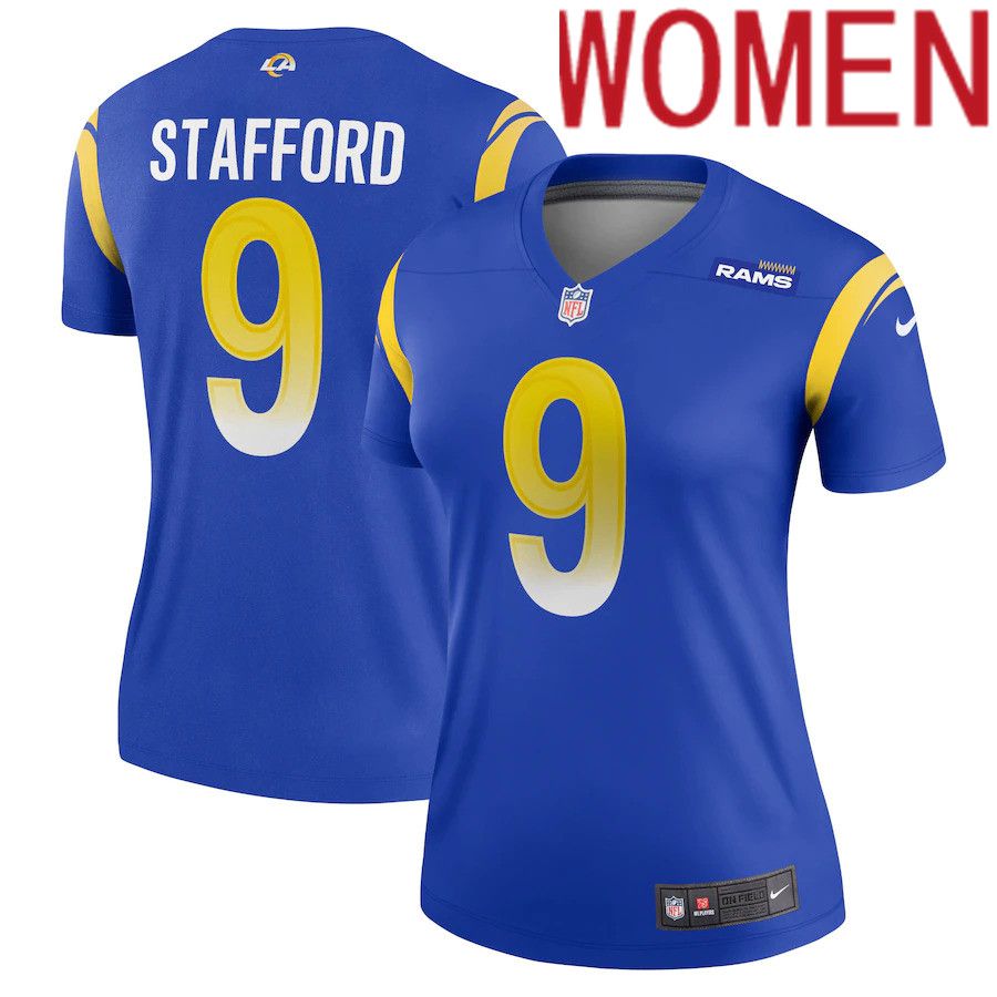 Women Los Angeles Rams 9 Matthew Stafford Nike Royal Legend NFL Jersey.